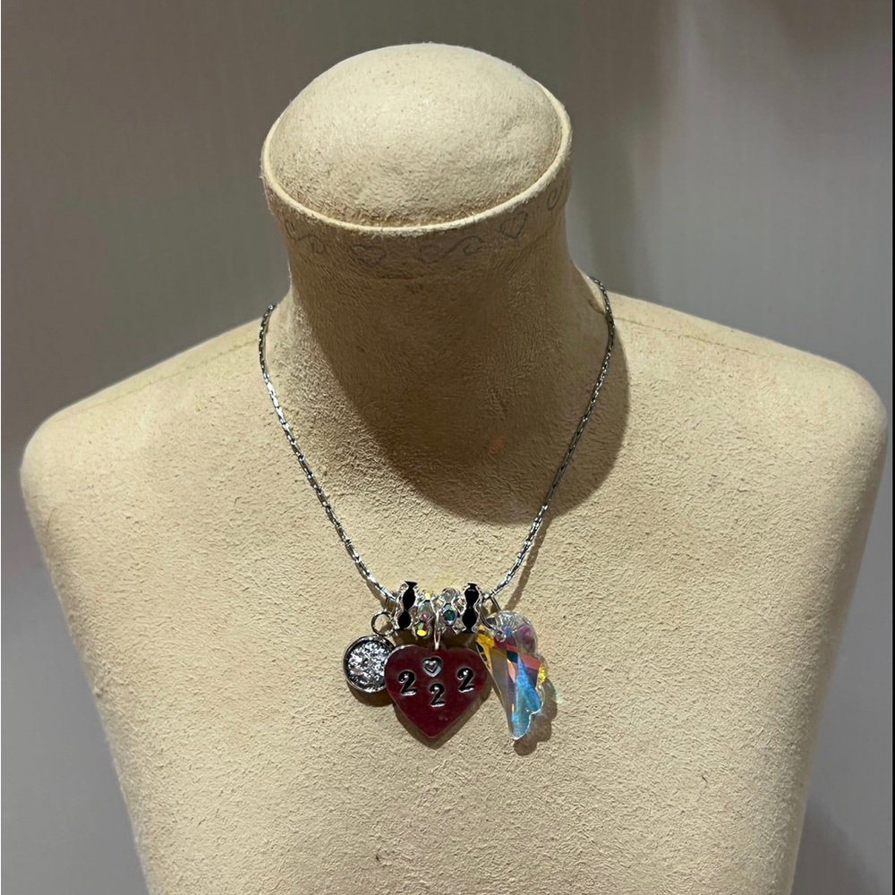 NWT! Made To Order 222 Silver Angel Number Heart Necklace.